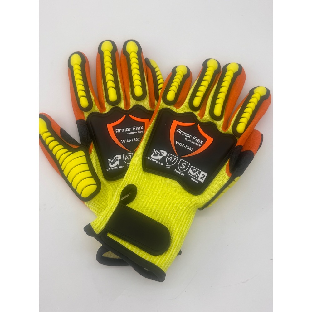 Armor Flex Glove Safe VHM-7352 Work Gloves Cut Level‎ A7 Puncture 5 Large Yellow